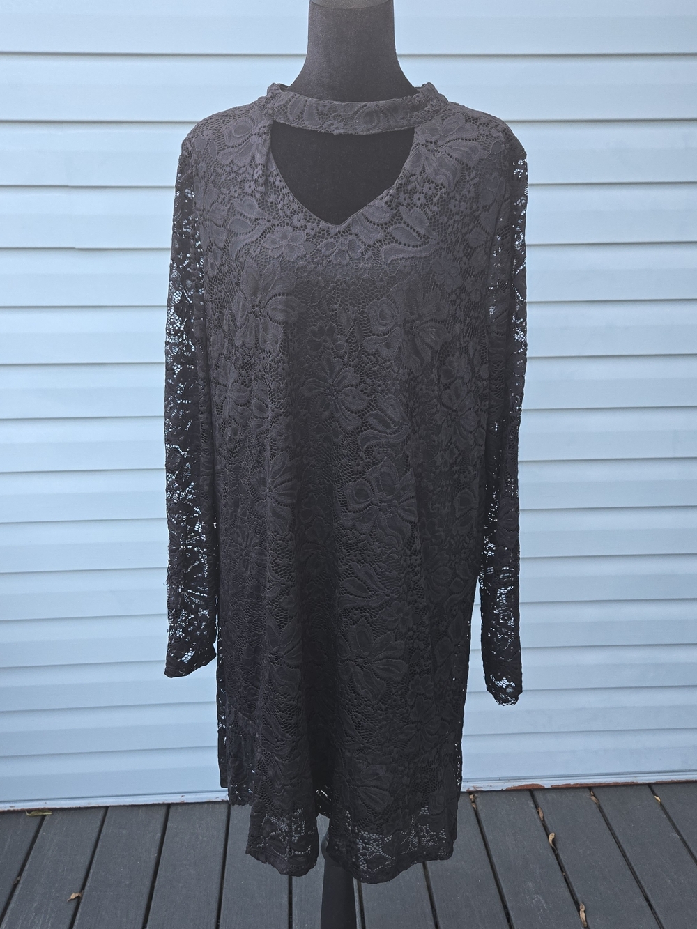 Moral Fiber Black Floral Lace Choker Keyhole Mini Dress NWT Size 1X Whimsigoth